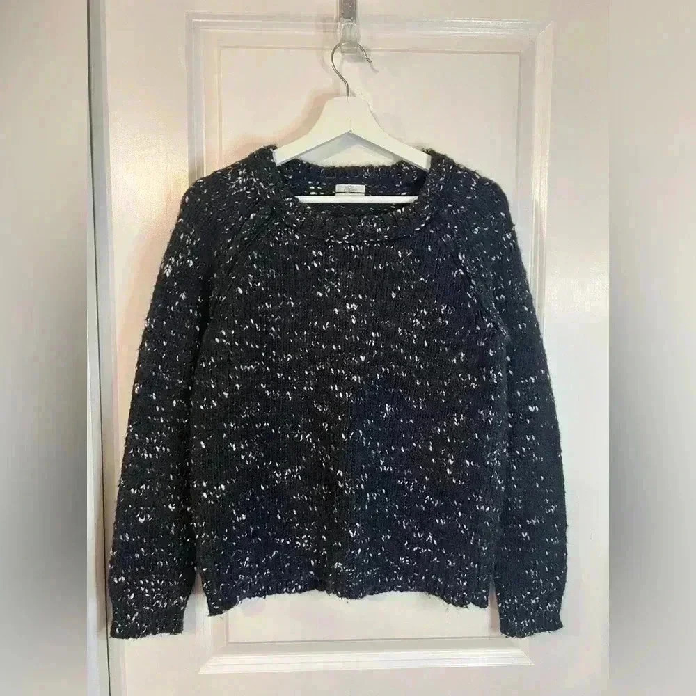 Wallace by J. Crew Women’s Black with White Specks Wool Blend Pullover Sweater